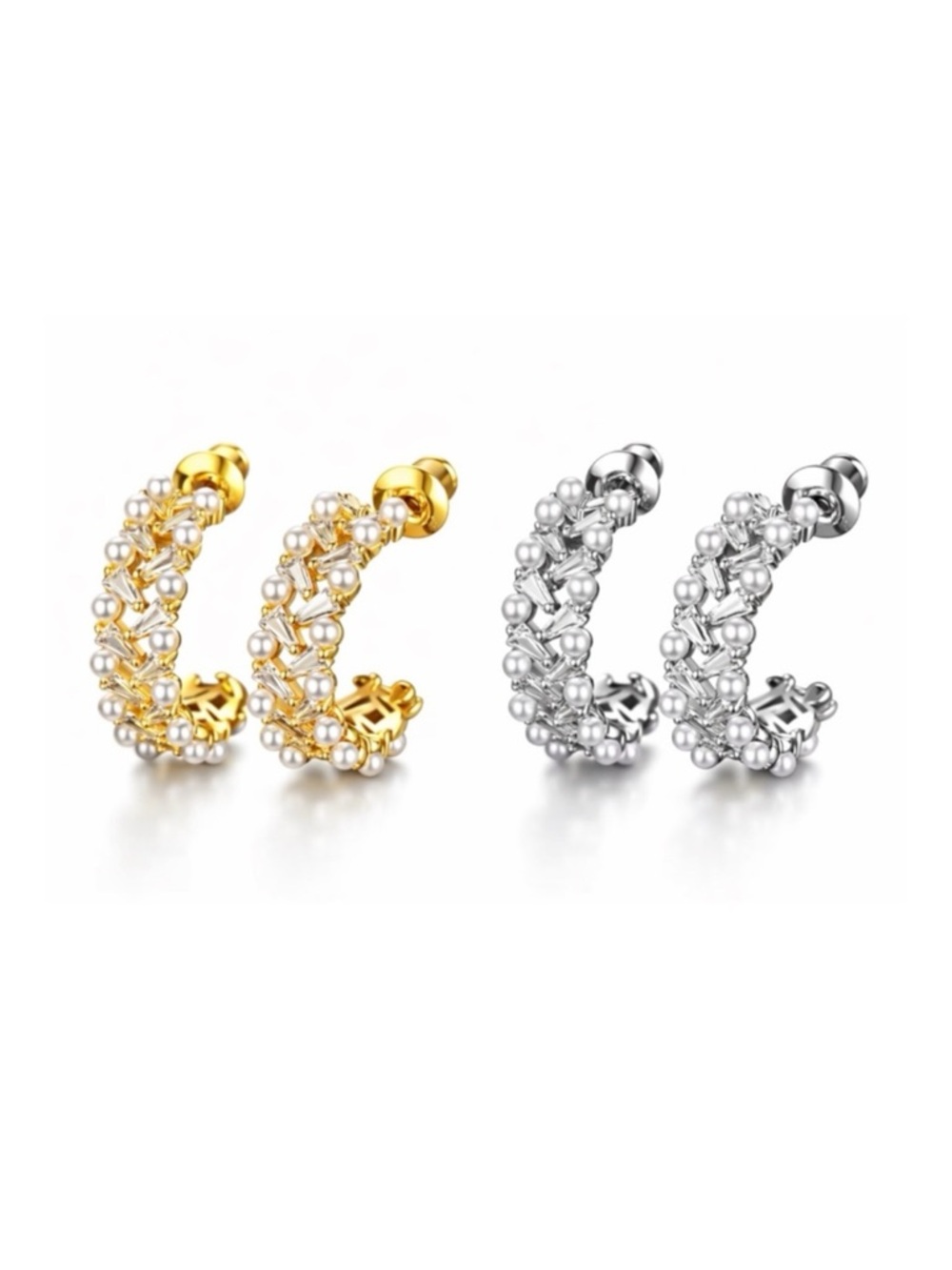 Pearl & Swarovski Crystals The Adanya Hoop Earrings - Picture 3 of 7